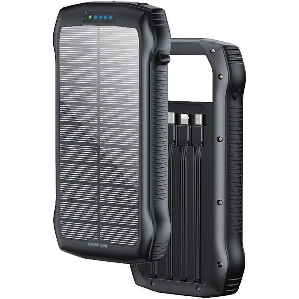 پاوربانک خورشیدی 20000 گرین لاین Solar Force GNSOLF20PBBK توان 22.5 وات و کابل متصل
