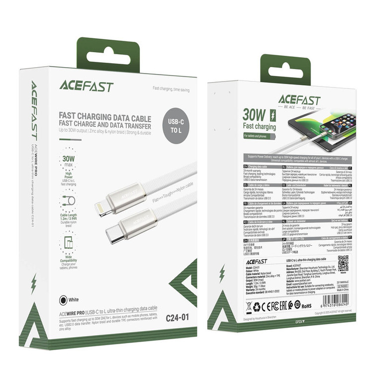 کابل تایپ سی به لایتنینگ ایس فست مدل C24-01 طول 1.2 متر
