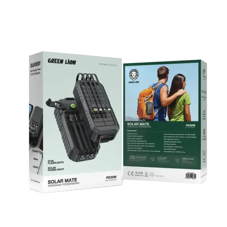 پاوربانک 22.5W گرین لاین مدل SOLAR MATE ظرفیت 20000 میلیآمپرساعت